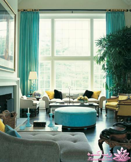 دکوراسیون قهوه ای و آبی روشن 